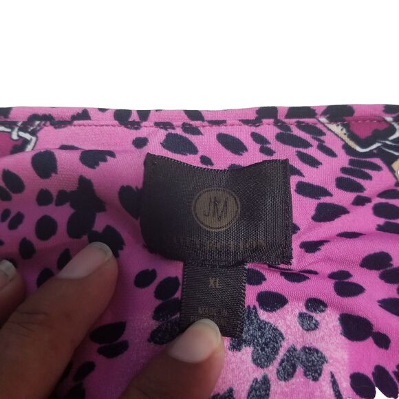 JM Collection Blouse Womens XLarge Floral Shimmer Bell Shape Blouse Purple - Picture 7 of 10